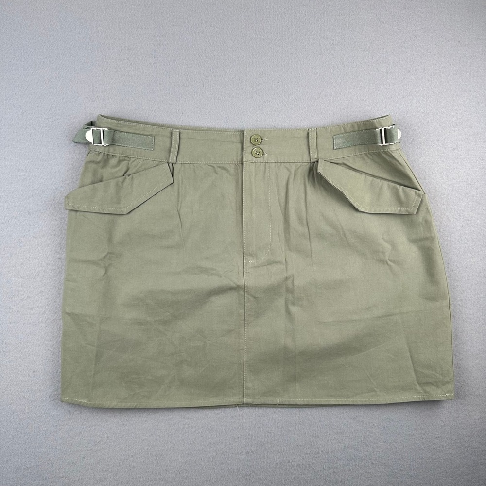 Böhme Utility Mini Skirt Womens Large Olive‎ Green Cargo Cotton IS2459